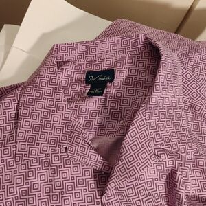 Paul‎ Frederick Mens Diamond Button Front Shirt Short Sleeve 100% Silk XXL 2XL